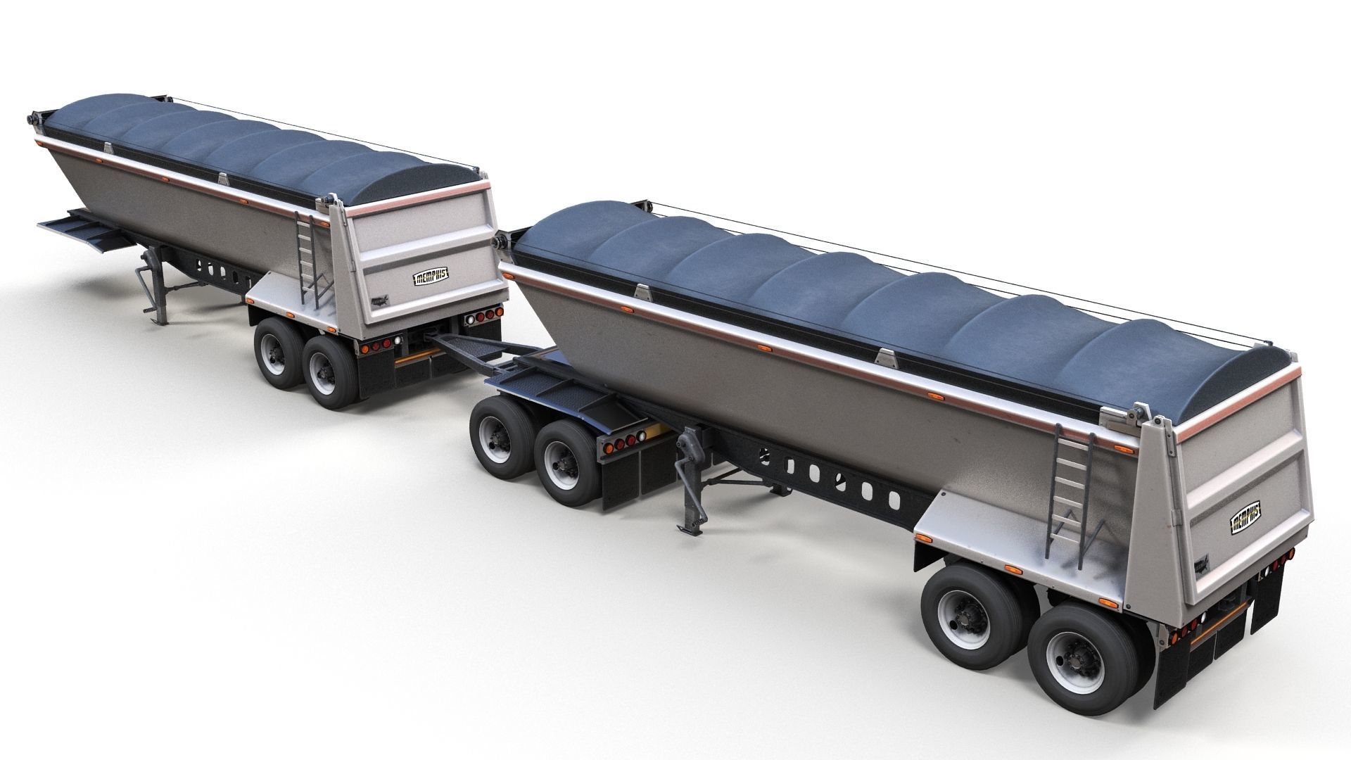 Dump trailer Low-poly 3D model_4