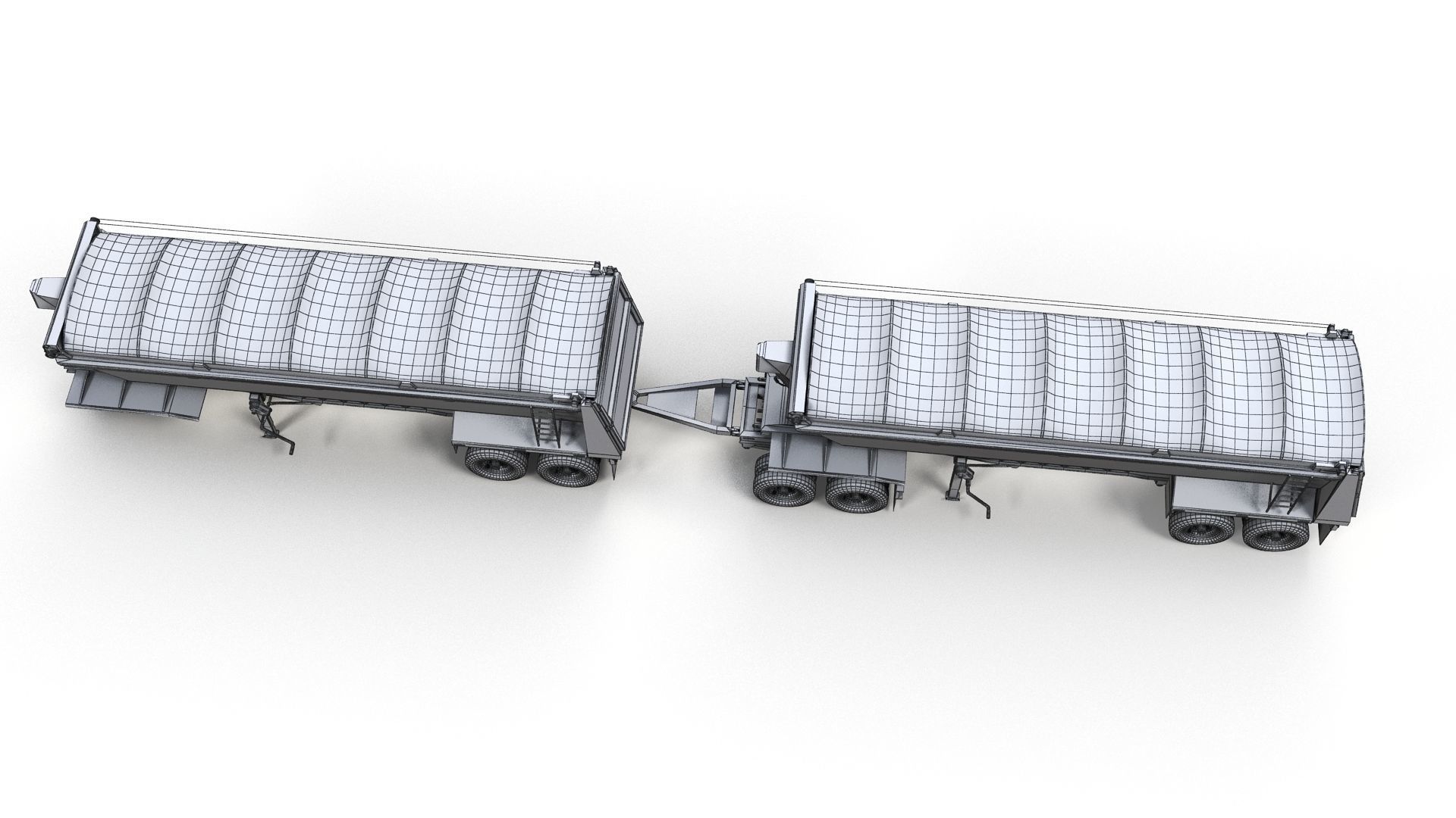 Dump trailer Low-poly 3D model_10