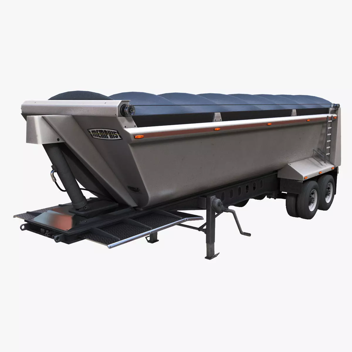 Dump trailer Low-poly 3D model_0