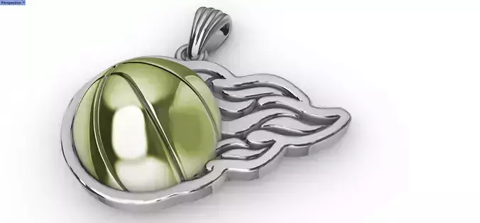 3D Flaming Basket Ball Pendant Charm Necklace Jewelry 3D