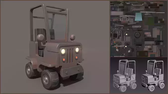 Simple Jeep Low-poly 3D model