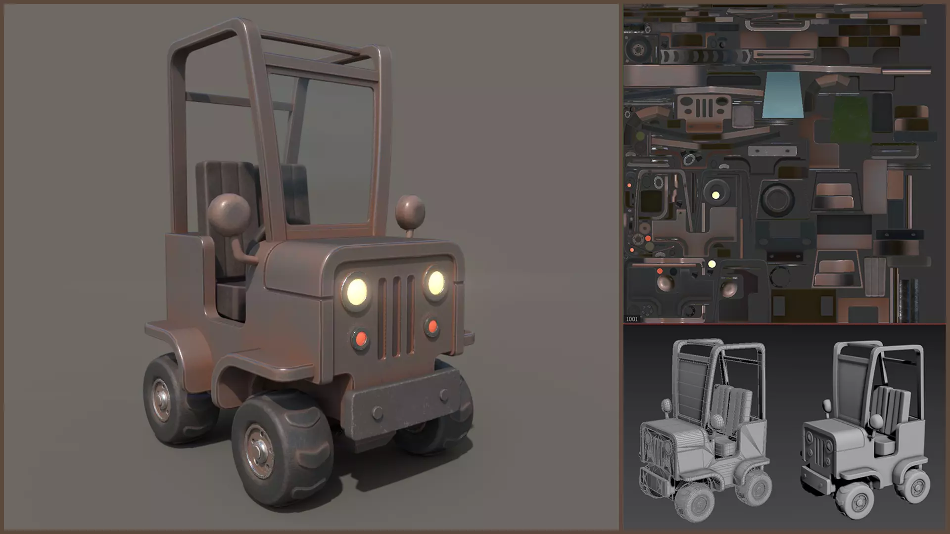 Simple Jeep Low-poly 3D model_0
