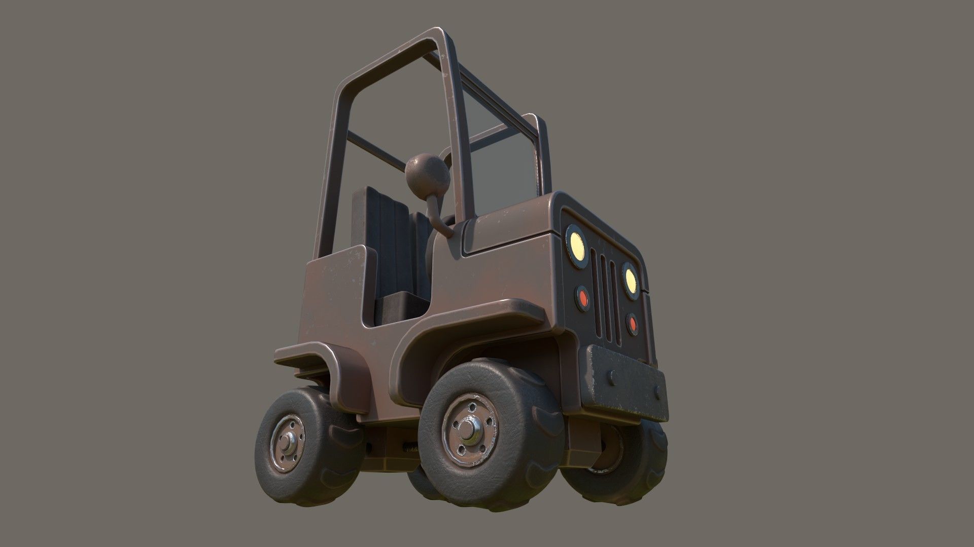 Simple Jeep Low-poly 3D model_3