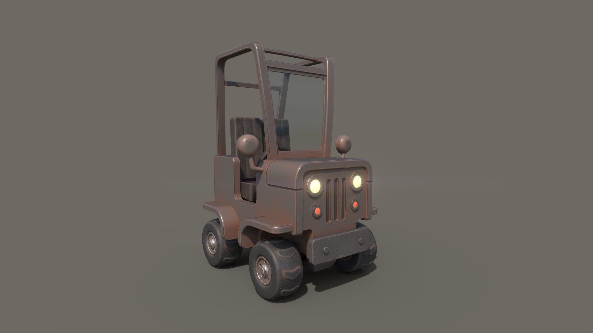 Simple Jeep Low-poly 3D model_1