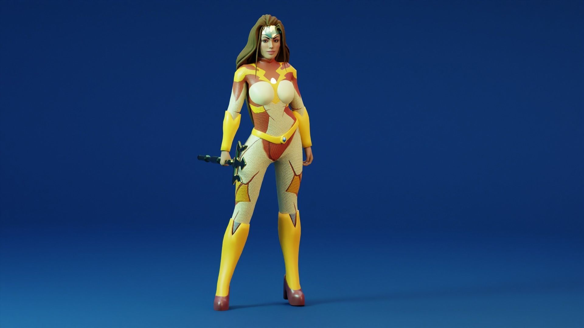 Sci-fi girl - Rigged  Low-poly 3D model_1