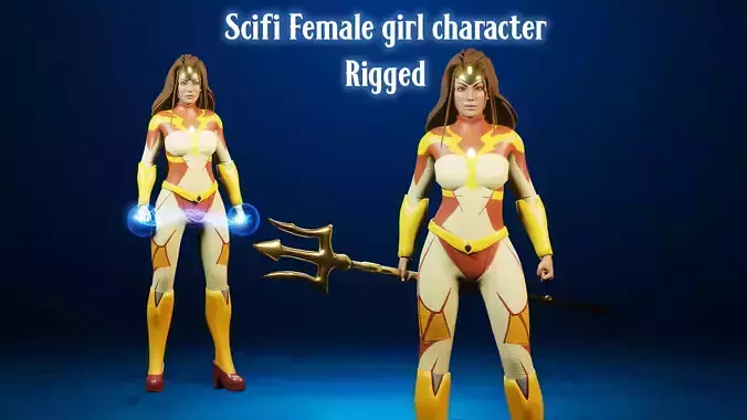 Sci-fi girl - Rigged  Low-poly 3D model