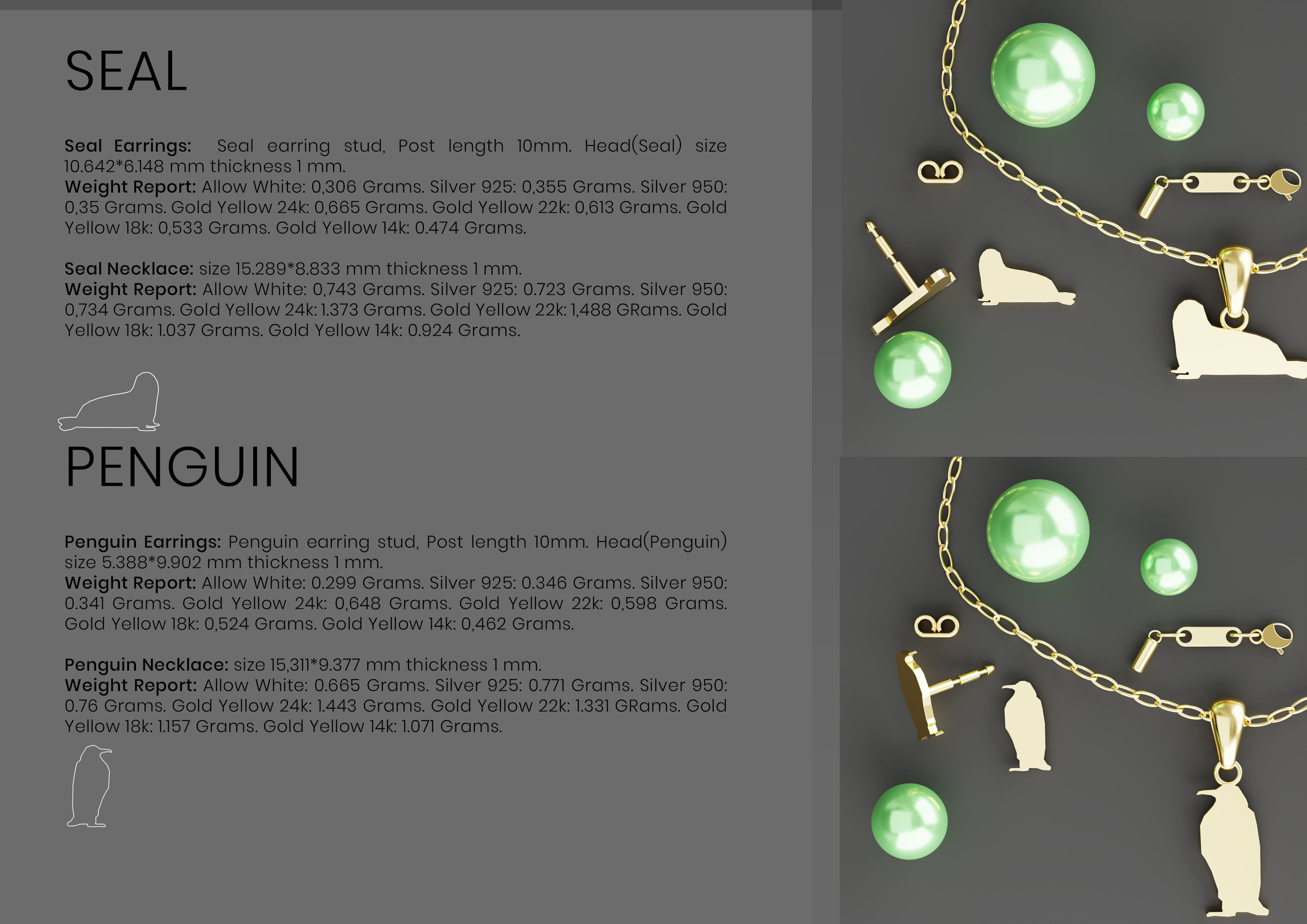 Pak of Animal Earrings Stud 3D print model_17