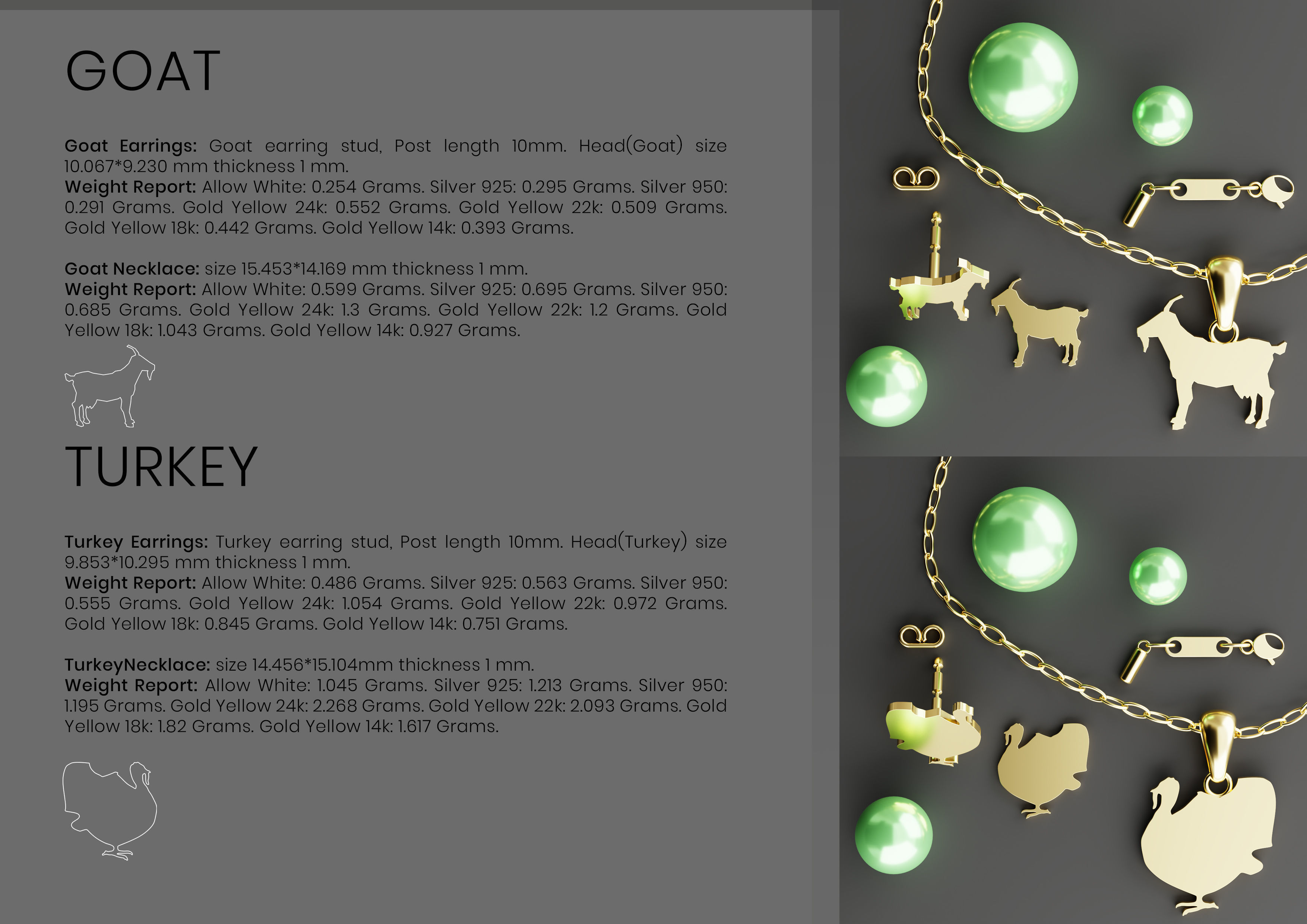 Pak of Animal Earrings Stud 3D print model_7