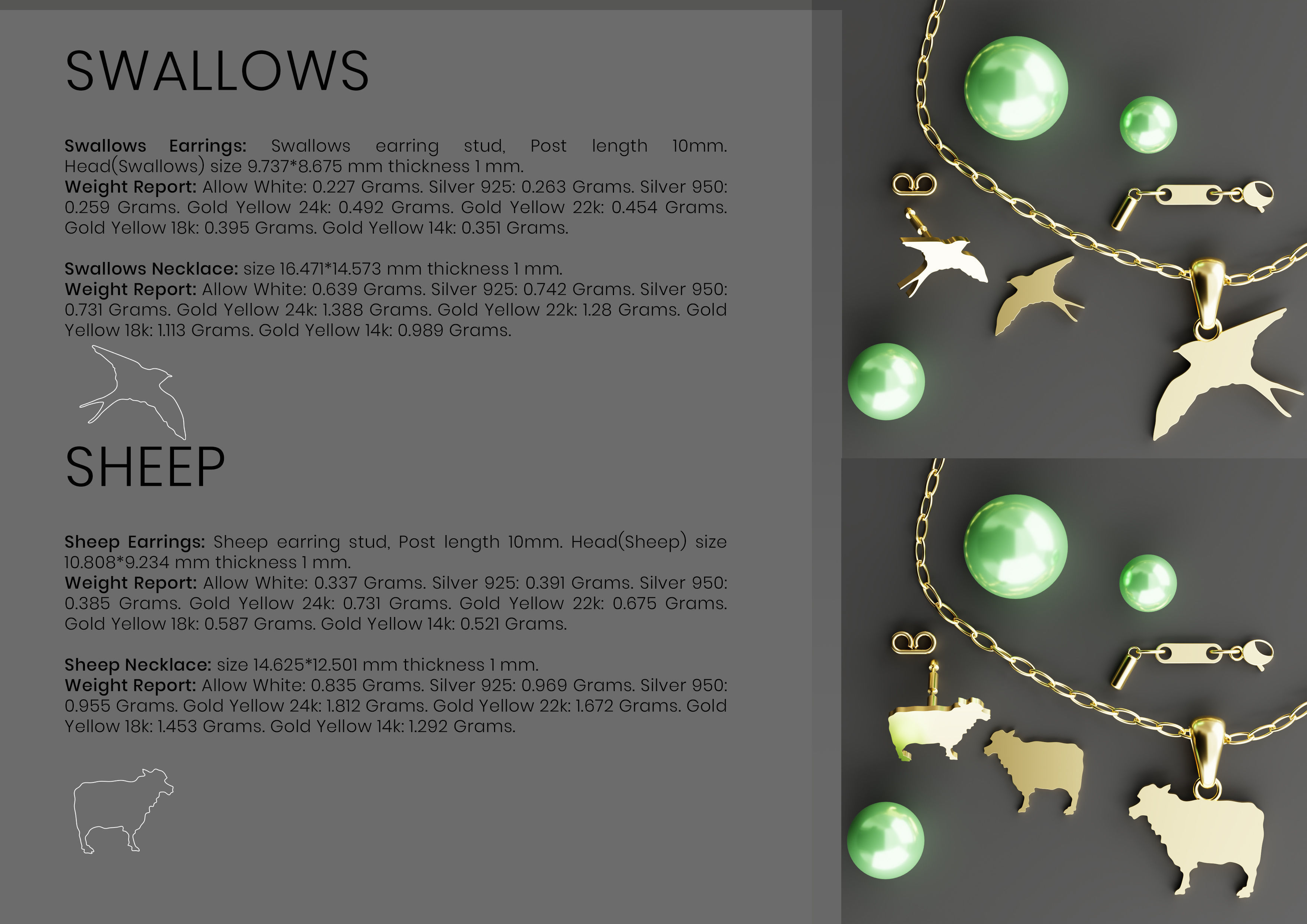Pak of Animal Earrings Stud 3D print model_10