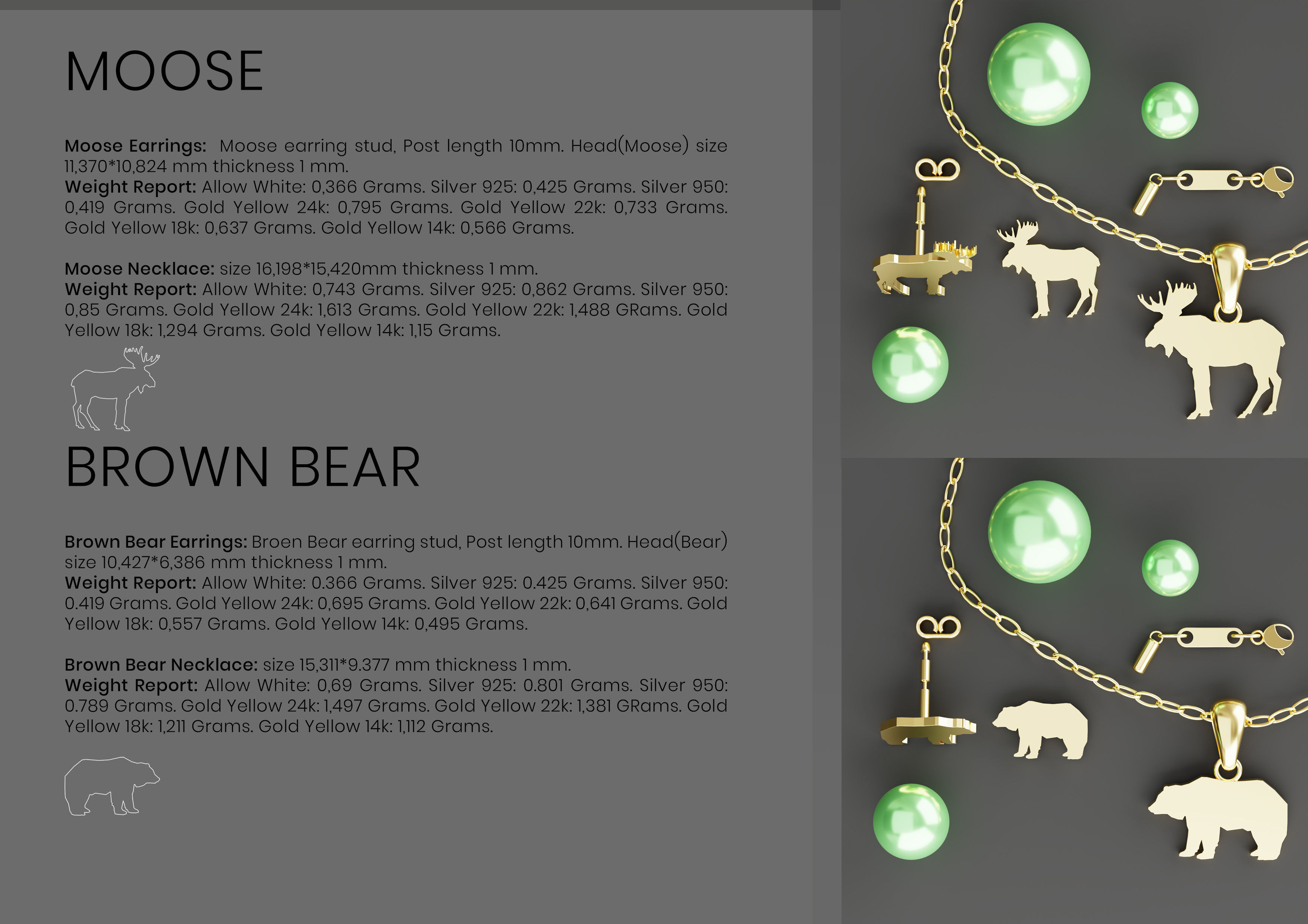 Pak of Animal Earrings Stud 3D print model_16