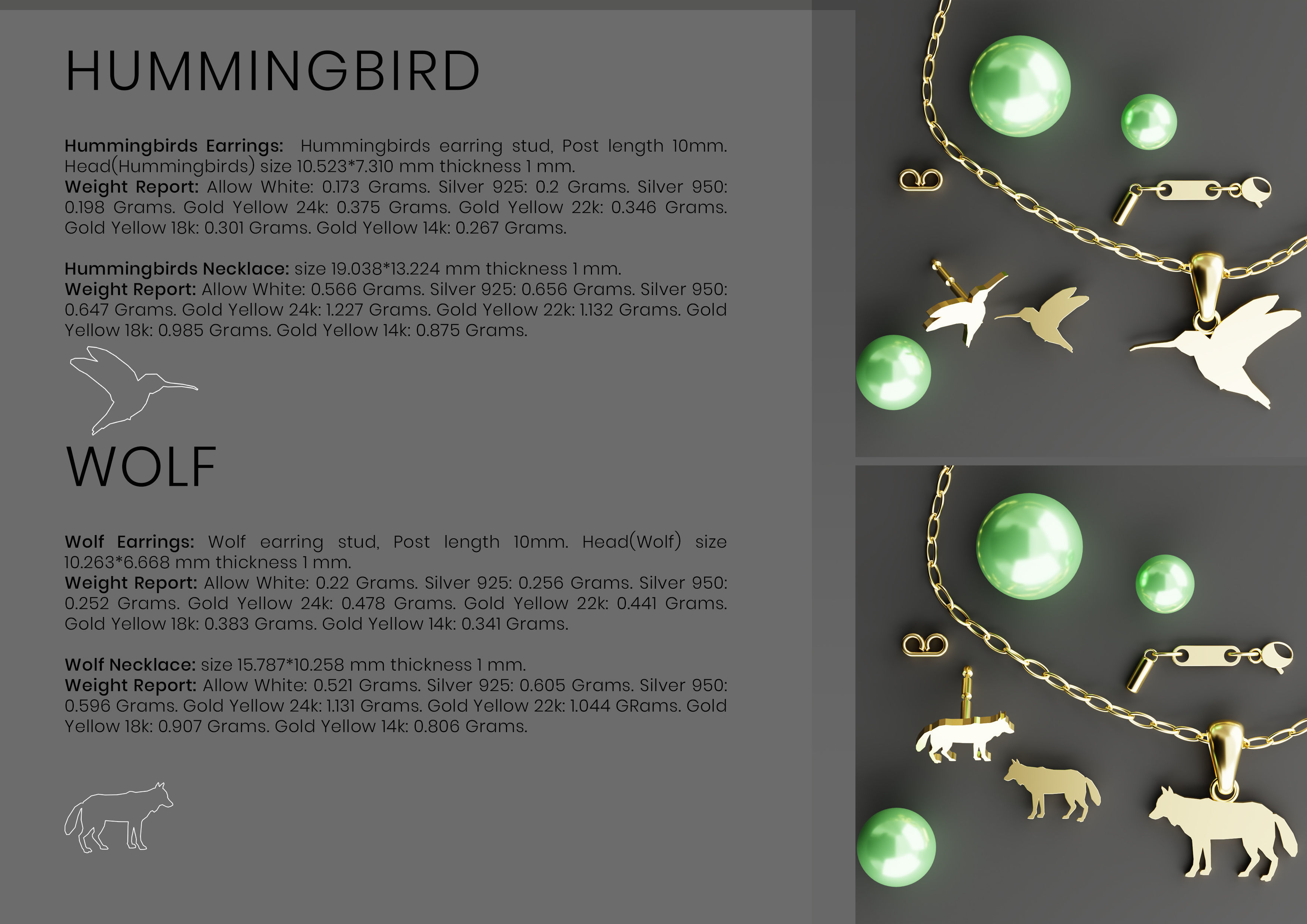 Pak of Animal Earrings Stud 3D print model_2