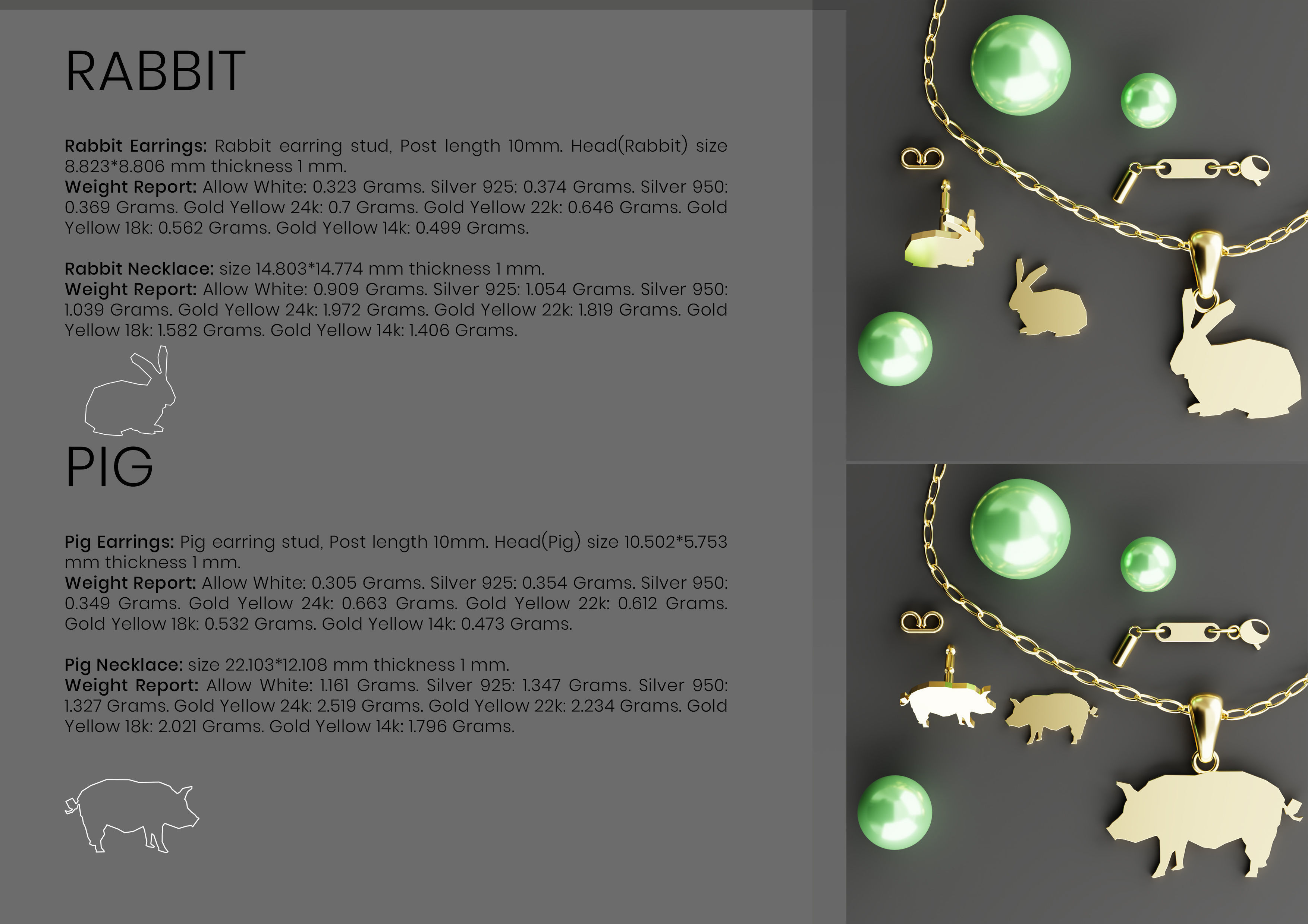Pak of Animal Earrings Stud 3D print model_13