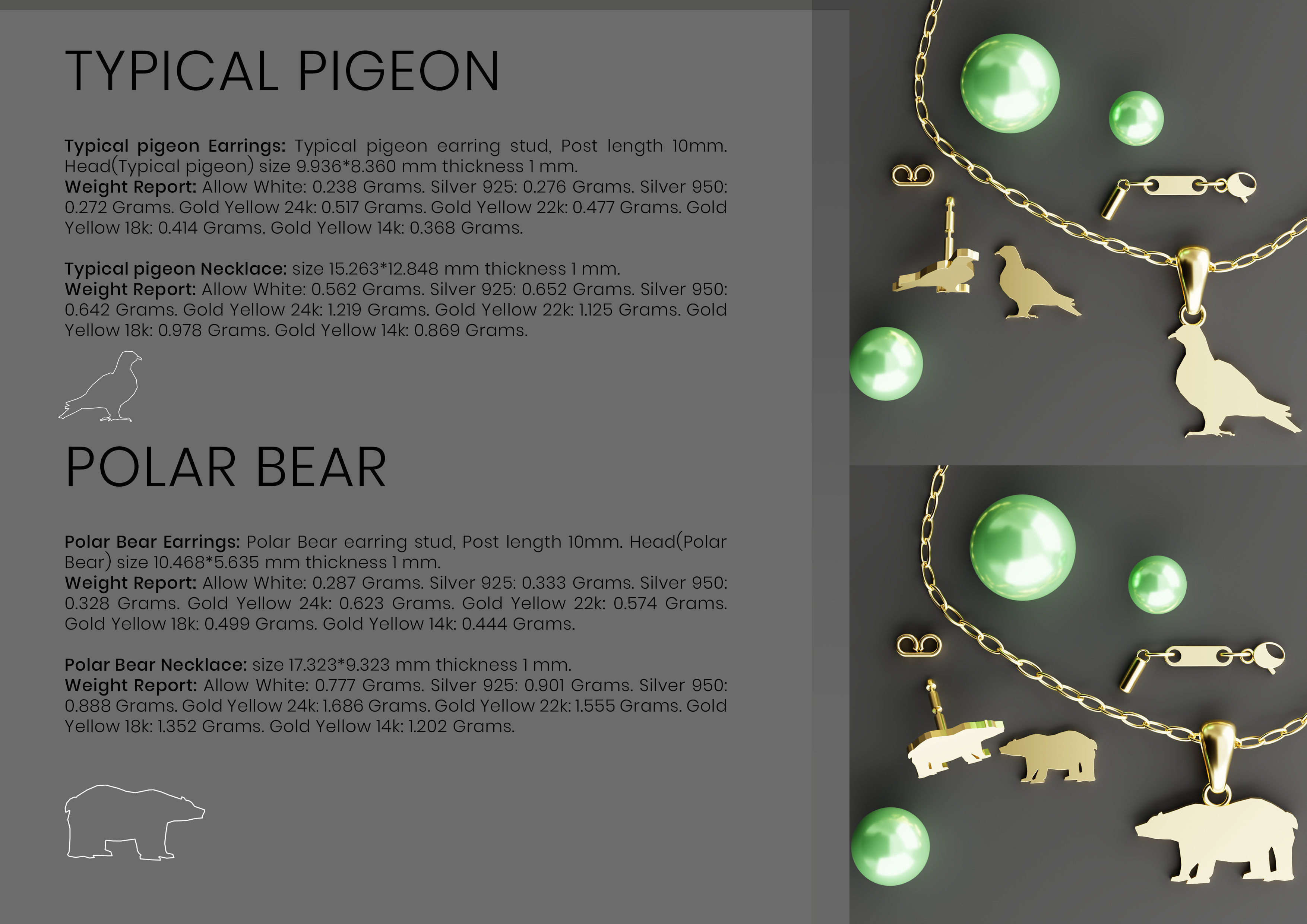 Pak of Animal Earrings Stud 3D print model_5