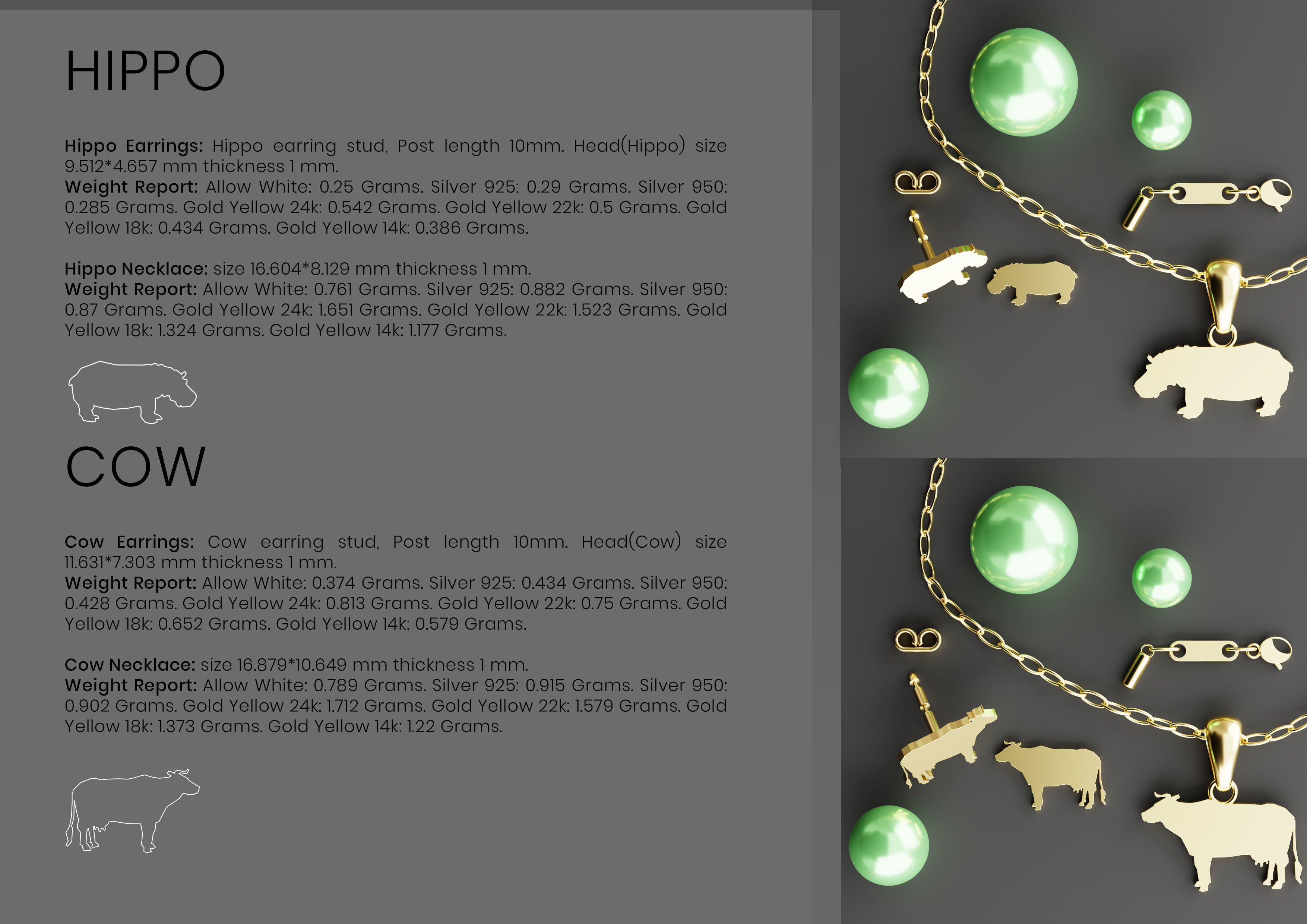 Pak of Animal Earrings Stud 3D print model_9