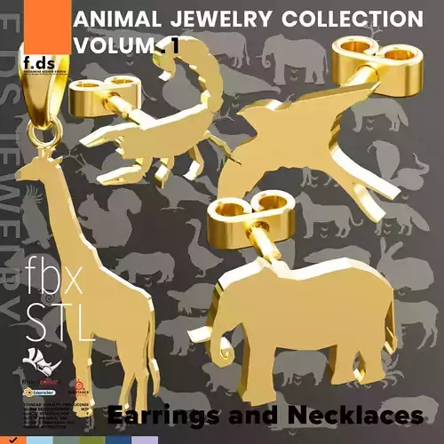 Pak of Animal Earrings Stud 3D print model