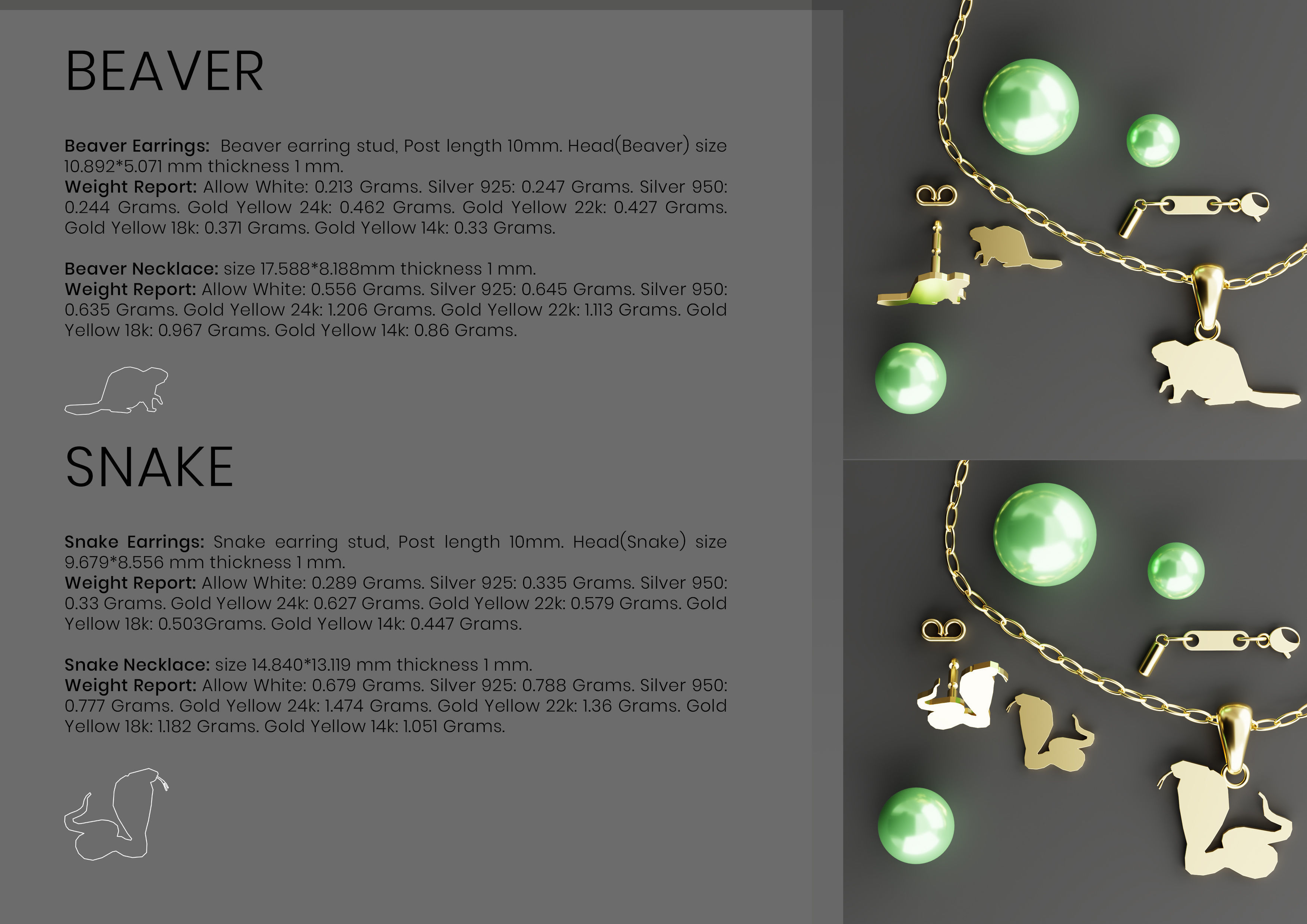 Pak of Animal Earrings Stud 3D print model_4