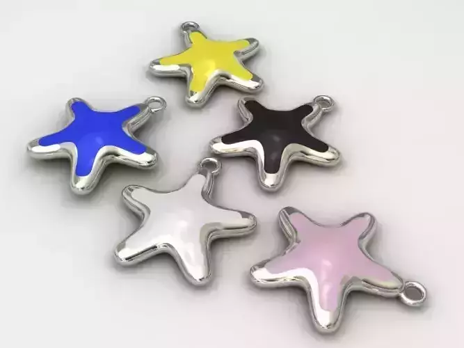 Enamels  gold star pendant