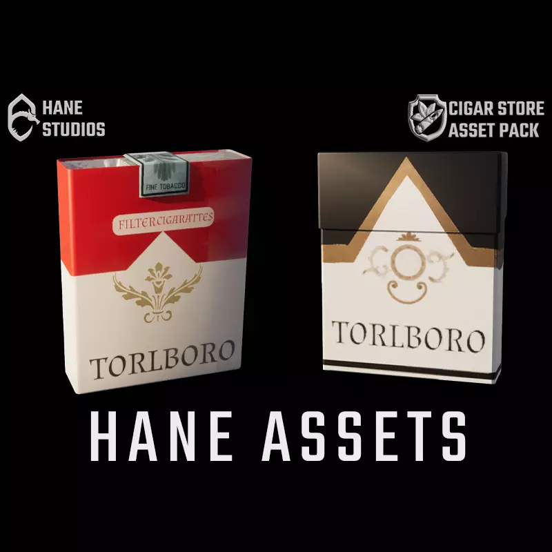 Cigarette Package Pack - 3 Box - Marlboro Inspired Low-poly 3D model