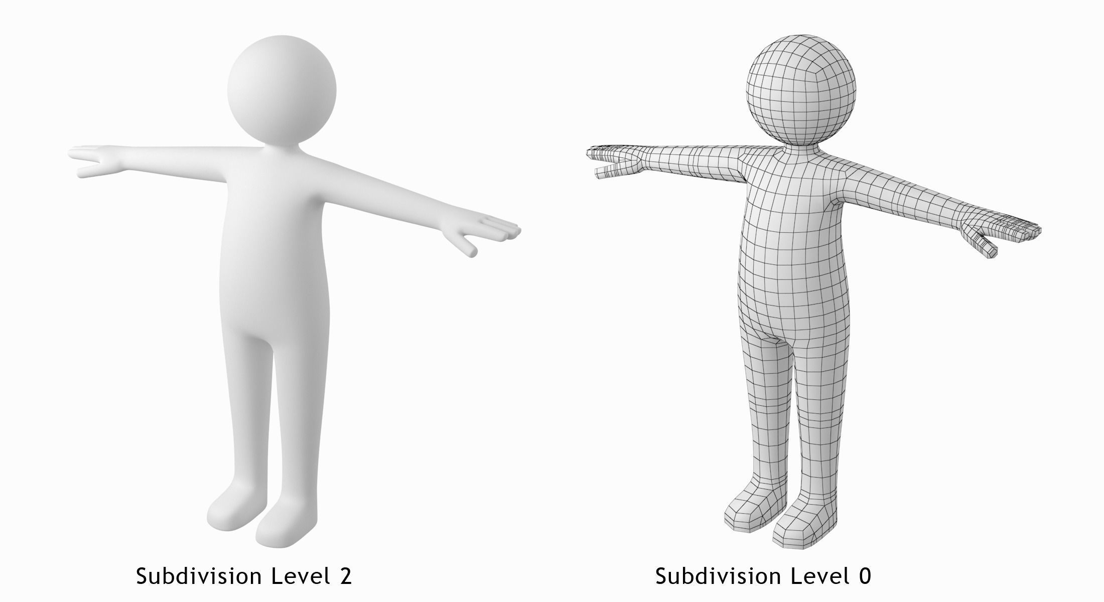 Stickman in T-Pose Low-poly 3D model_2