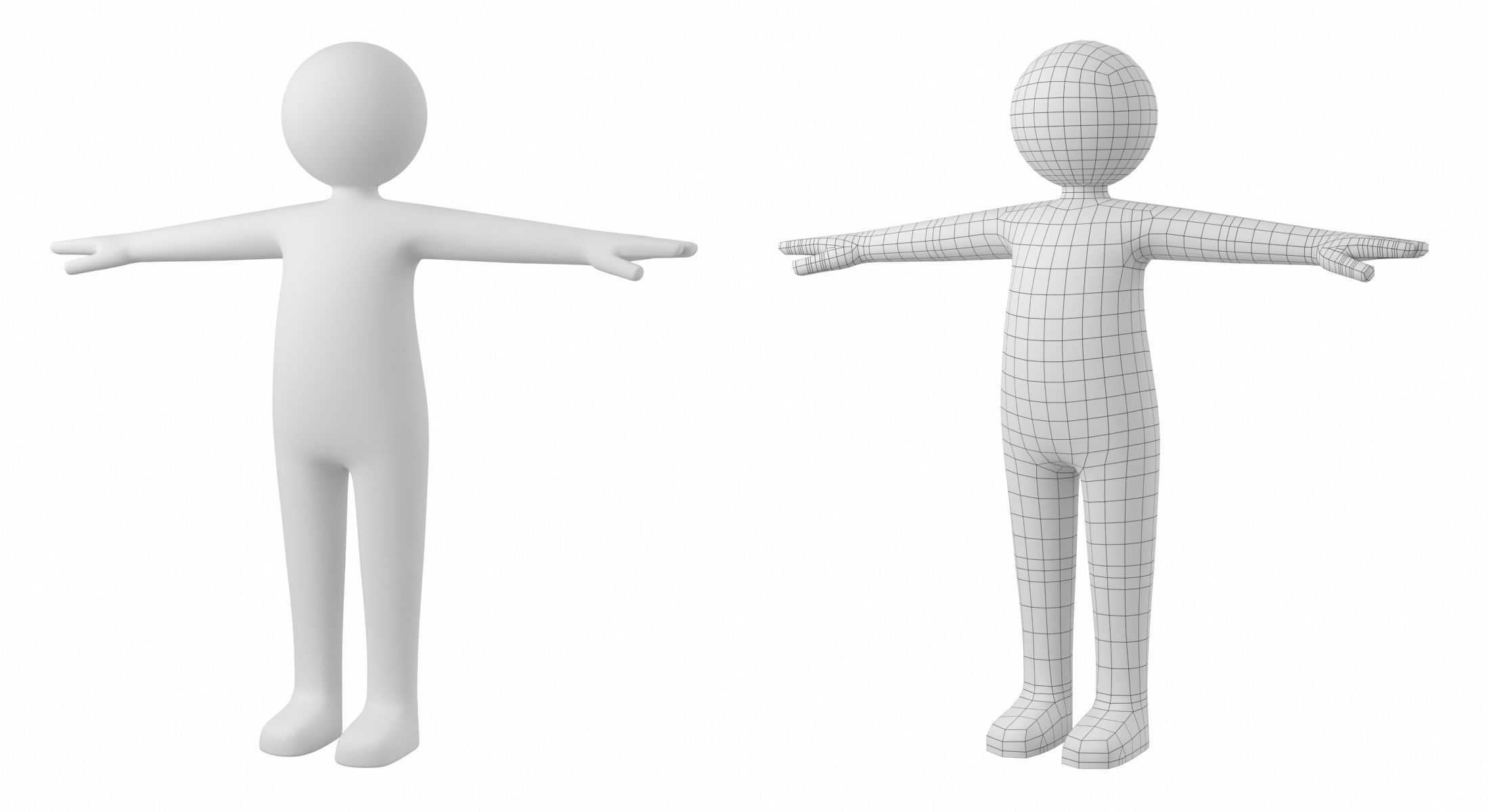 Stickman in T-Pose Low-poly 3D model_1