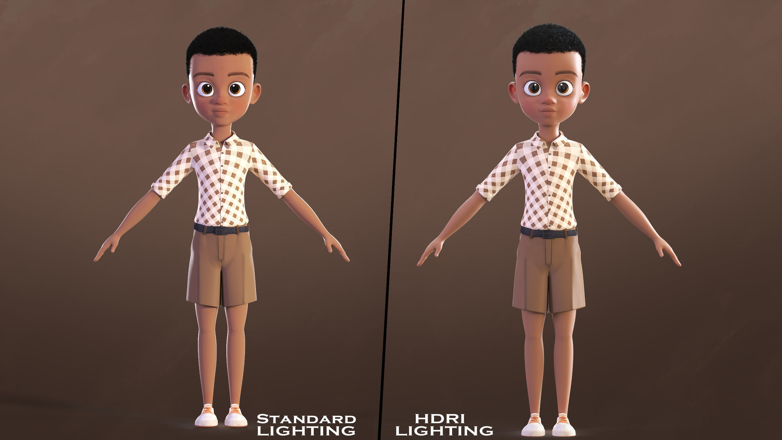 Cartoon Afro Boy 2 - Toon Rigged Child Character 3D model_20