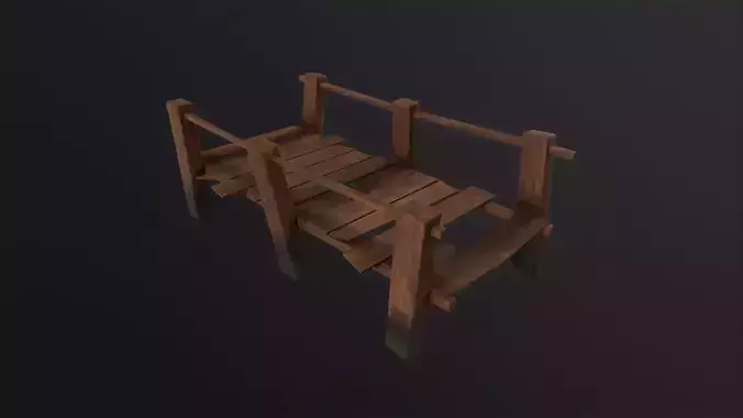 Wooden Dock 3D Model Low-poly 3D model