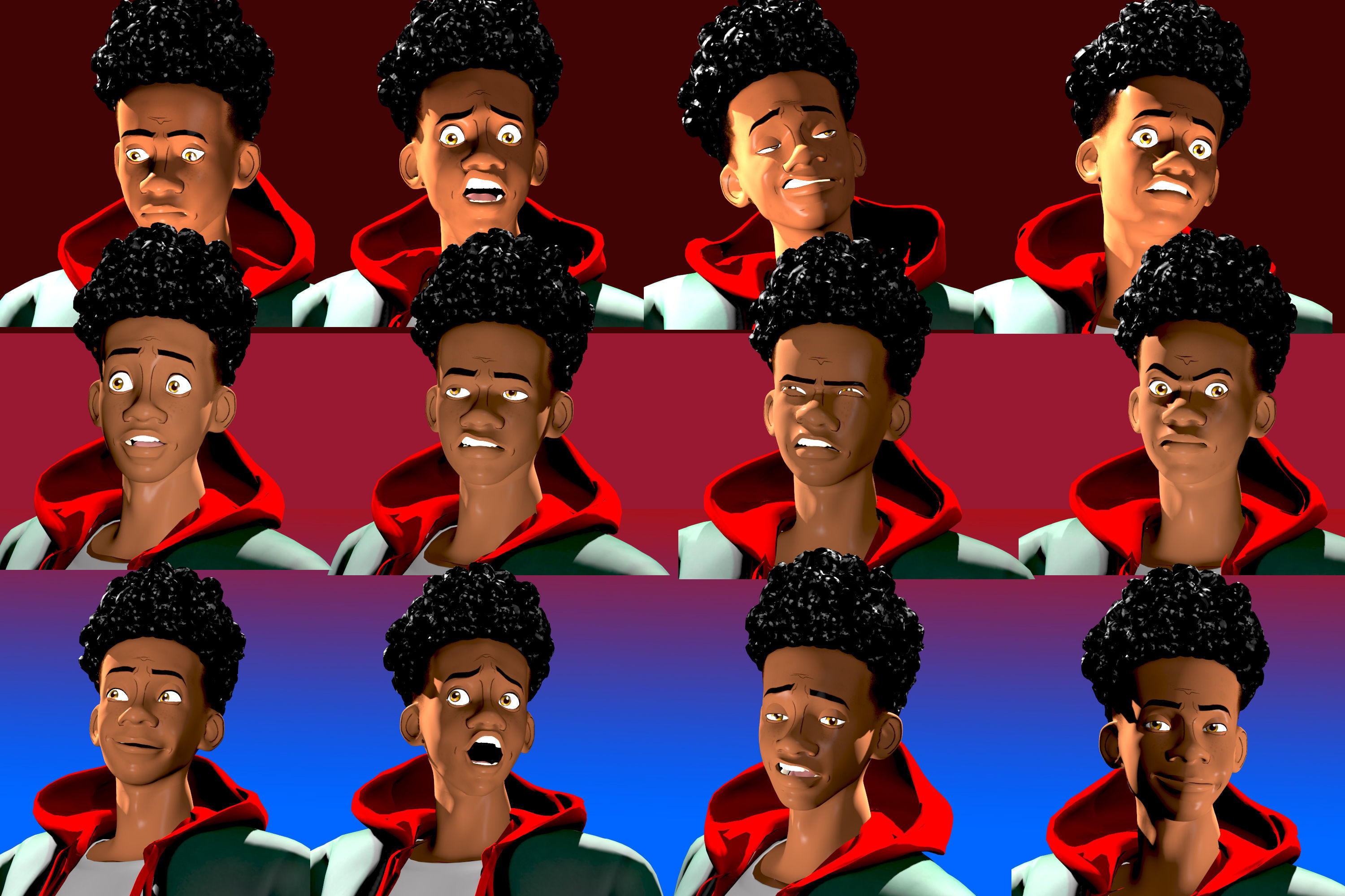 Miles Morales no2 ragged morphed animated Low-poly 3D model_7