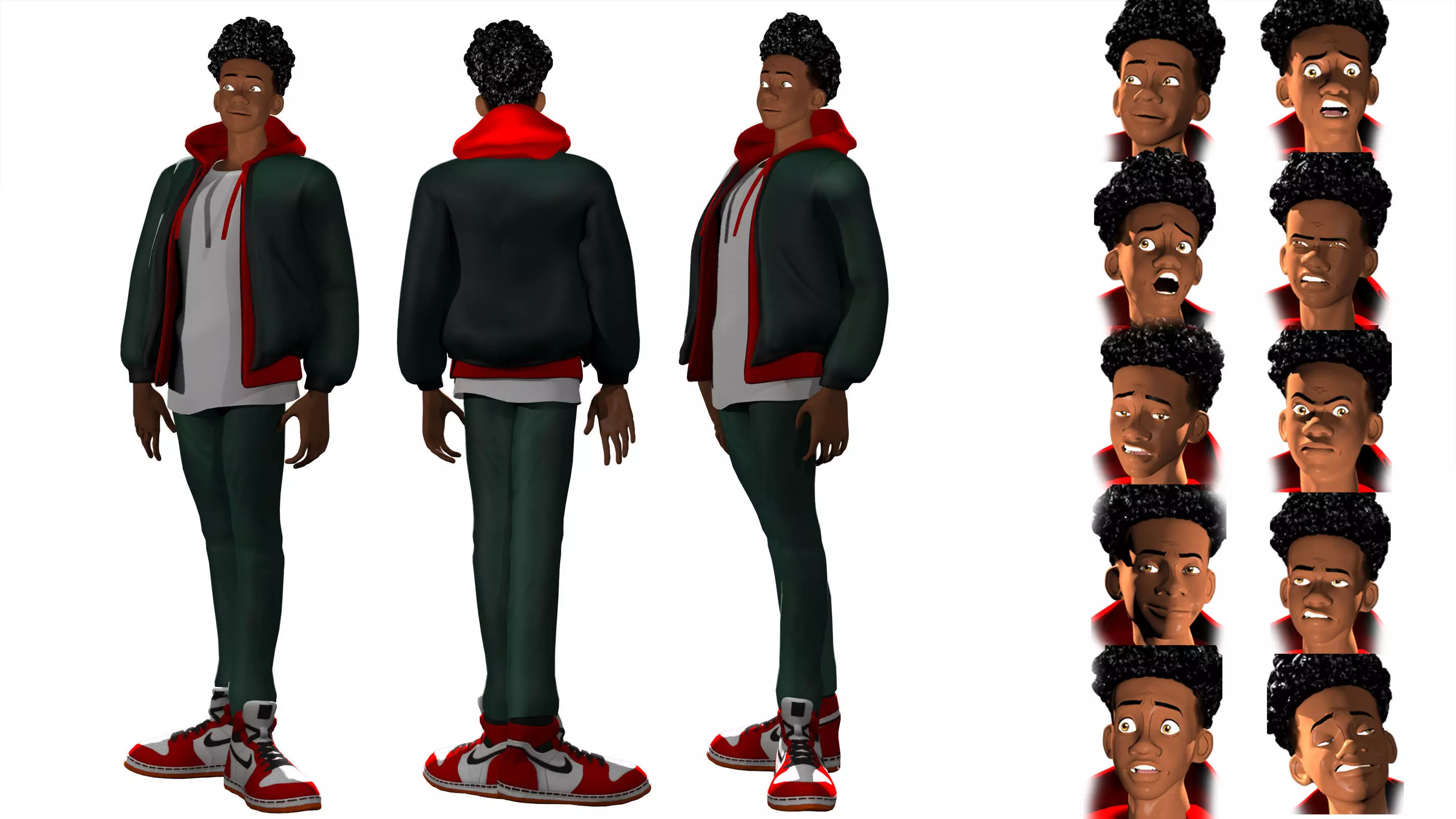 Miles Morales no2 ragged morphed animated Low-poly 3D model_0