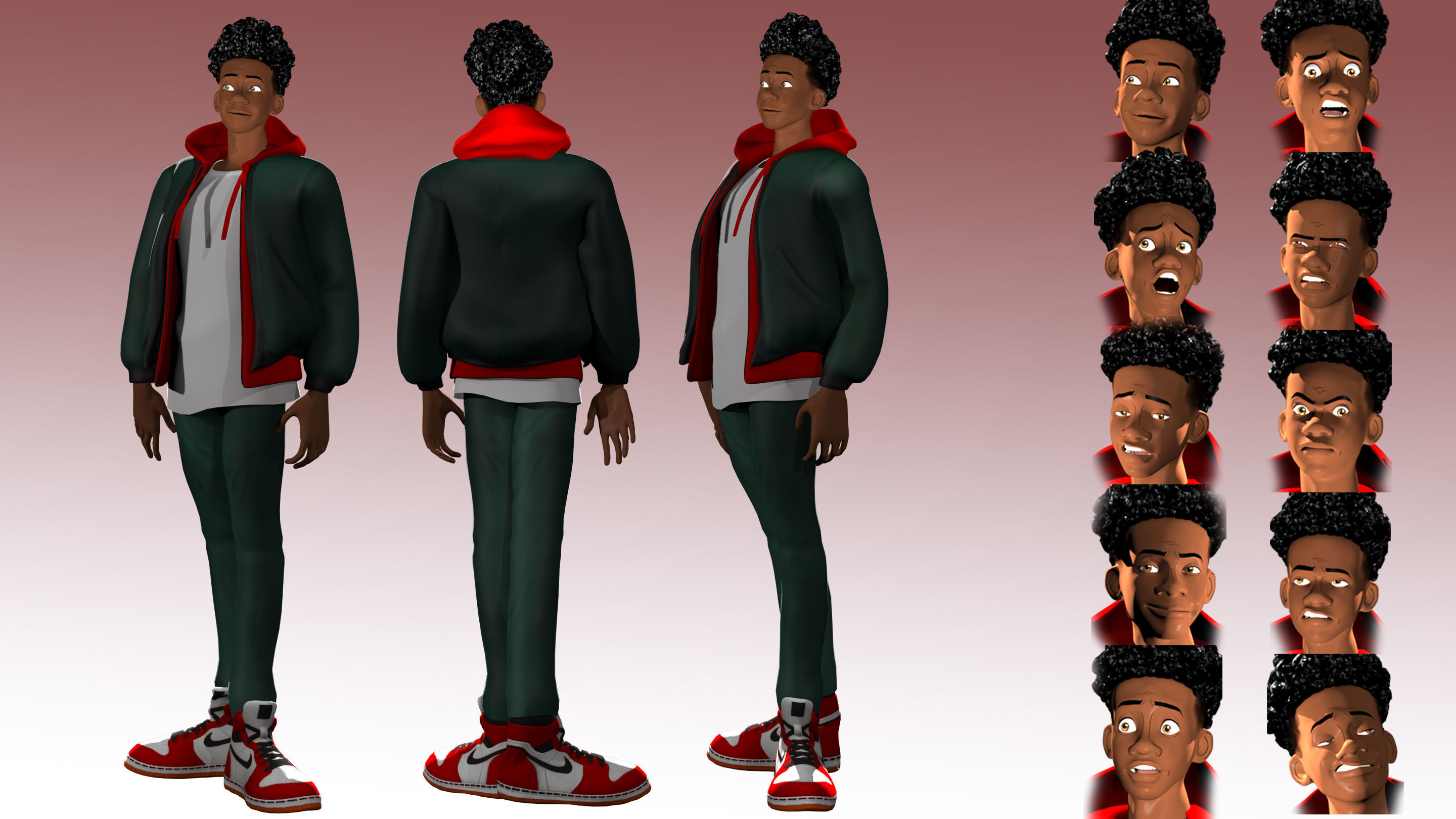 Miles Morales no2 ragged morphed animated Low-poly 3D model_2