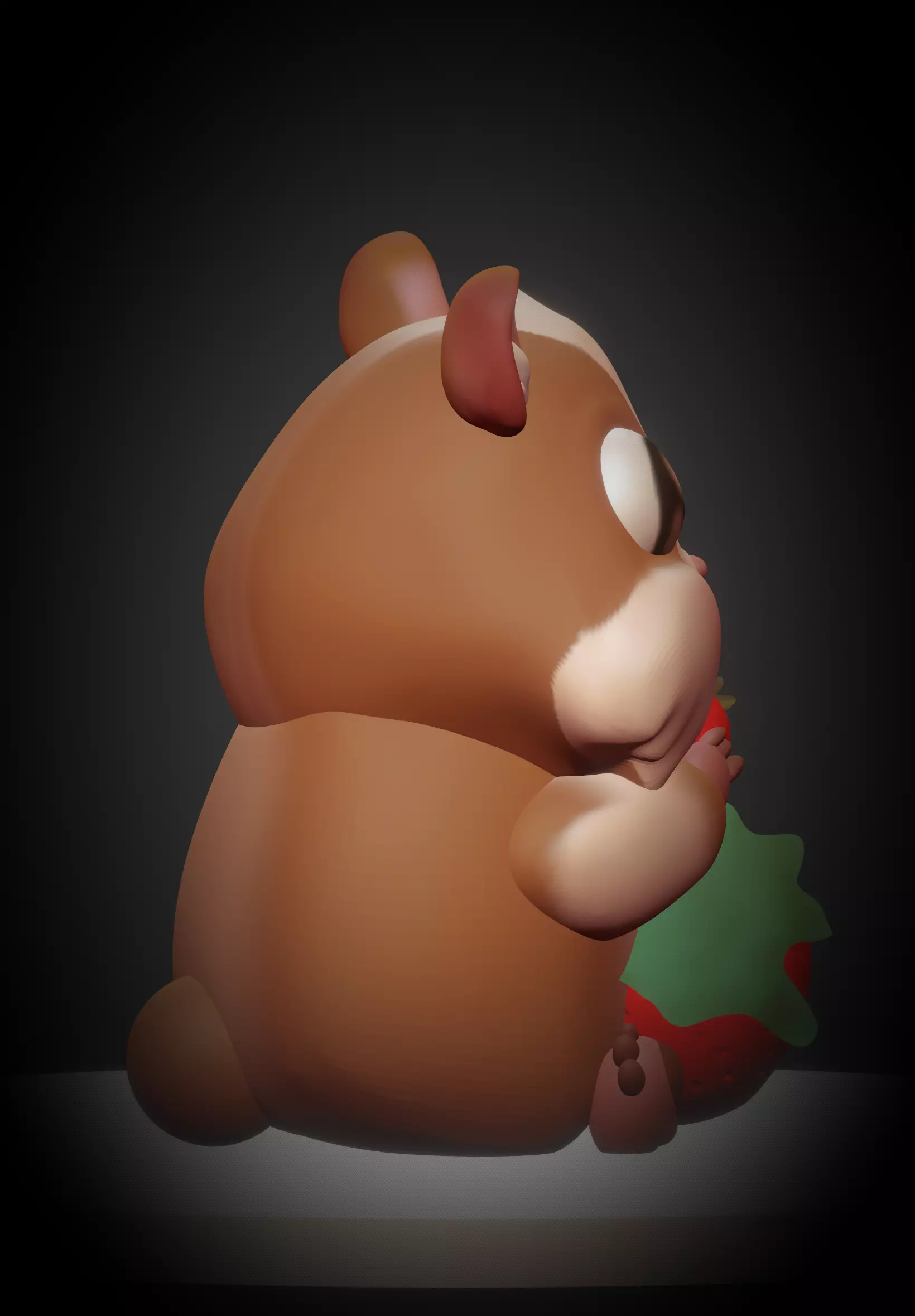 Hamster eating strawberries 3D print model