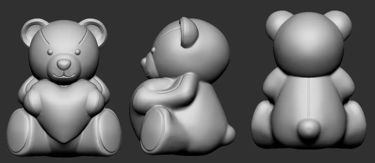 Beautiful teddy bear kit with five units 3D print model_0