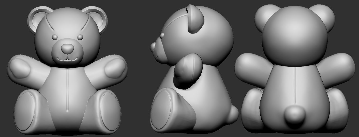 Beautiful teddy bear kit with five units 3D print model_1