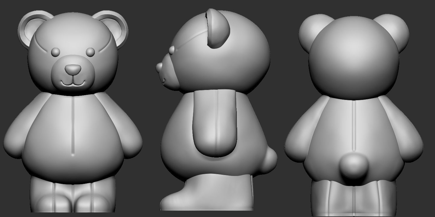 Beautiful teddy bear kit with five units 3D print model_2