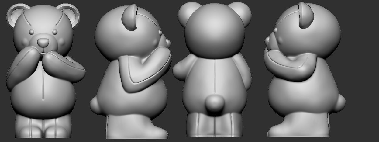 Beautiful teddy bear kit with five units 3D print model_3