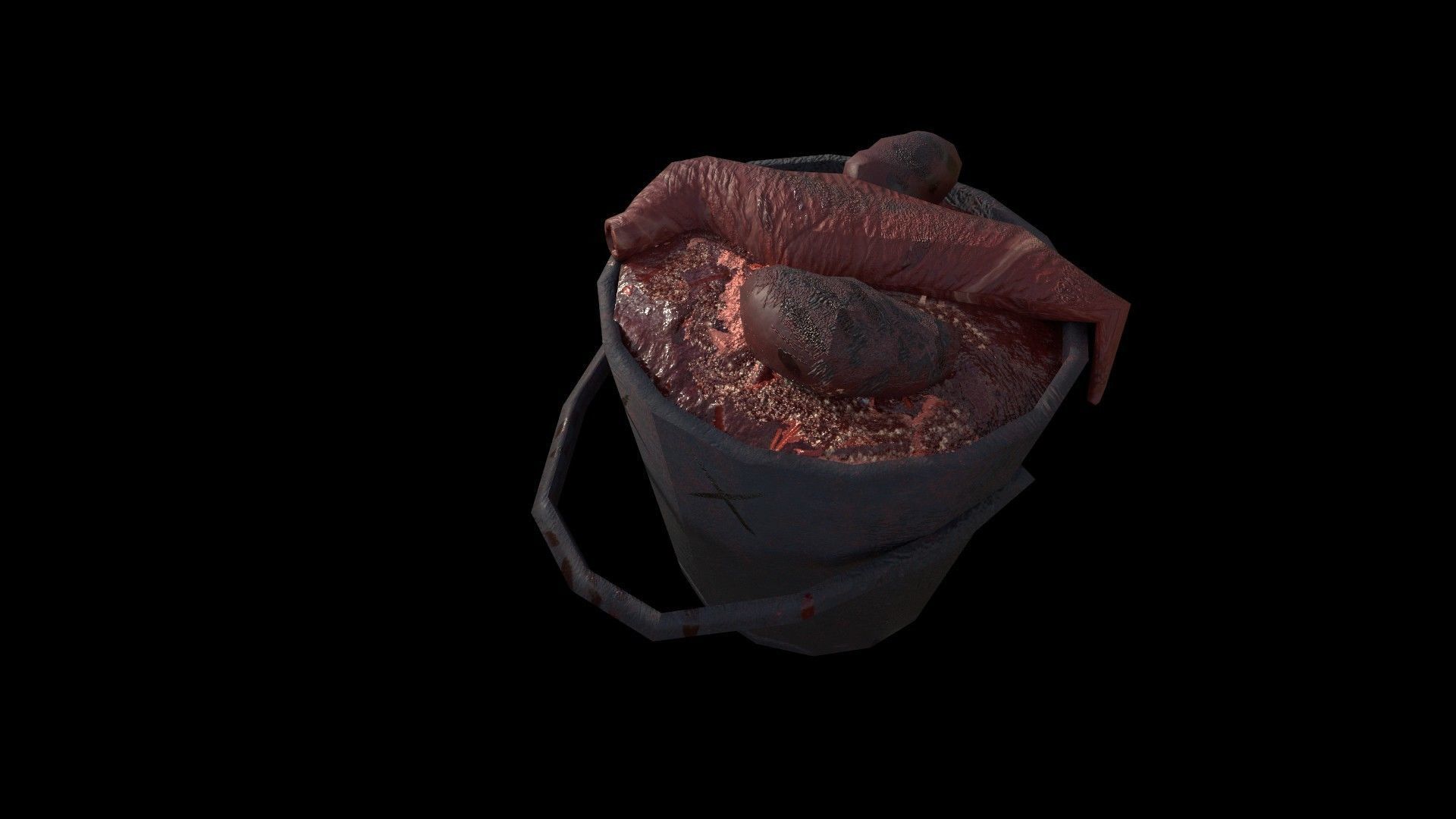 Harvester Pail 3D Model of a Bucket Brimming with Organs Low-poly 3D model_4