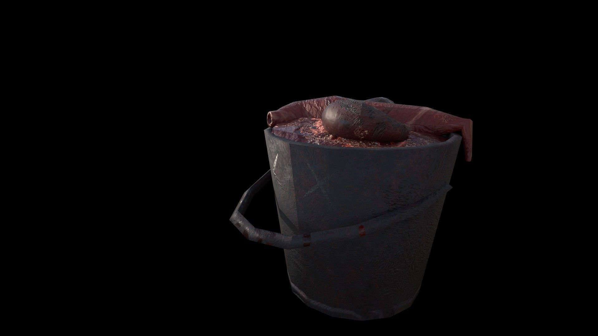 Harvester Pail 3D Model of a Bucket Brimming with Organs Low-poly 3D model_3