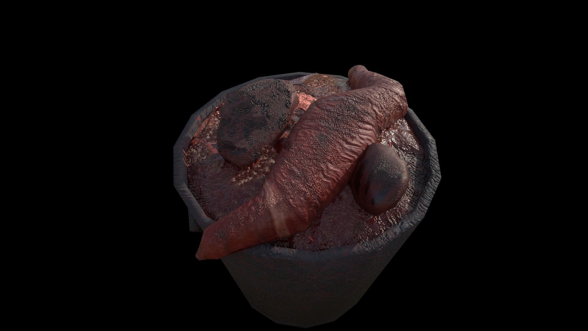 Harvester Pail 3D Model of a Bucket Brimming with Organs Low-poly 3D model_1