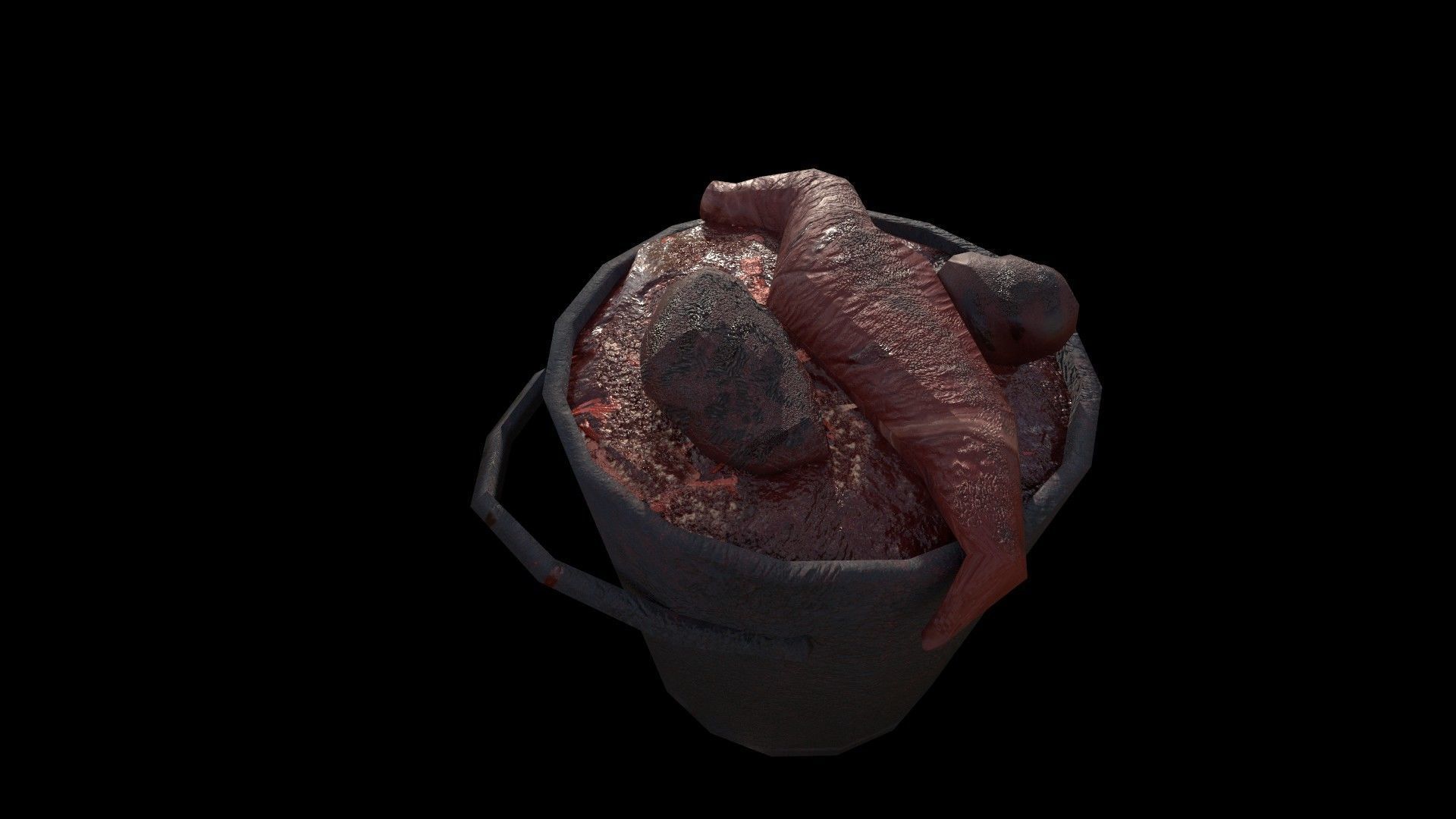 Harvester Pail 3D Model of a Bucket Brimming with Organs Low-poly 3D model_5