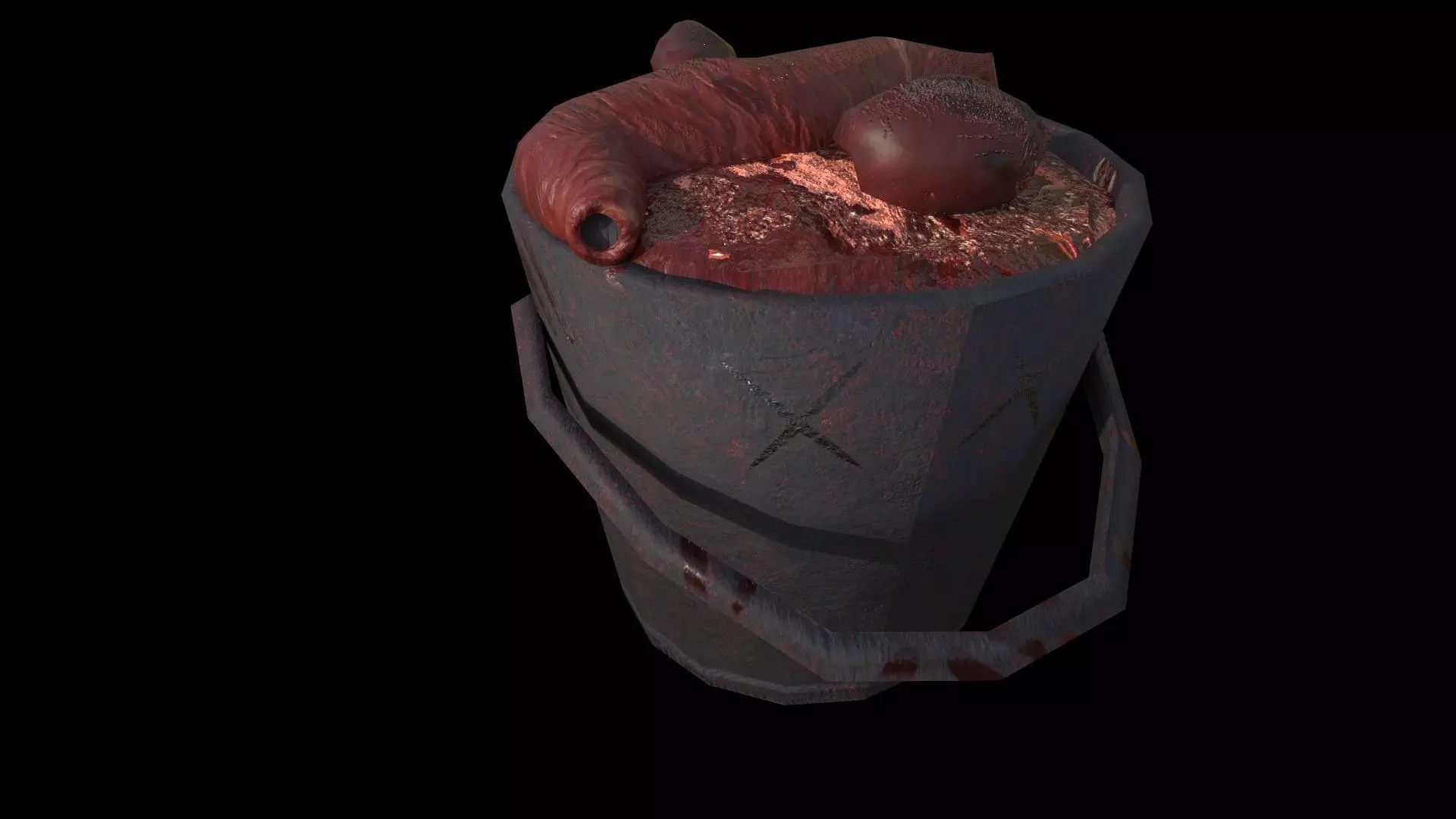 Harvester Pail 3D Model of a Bucket Brimming with Organs Low-poly 3D model_0