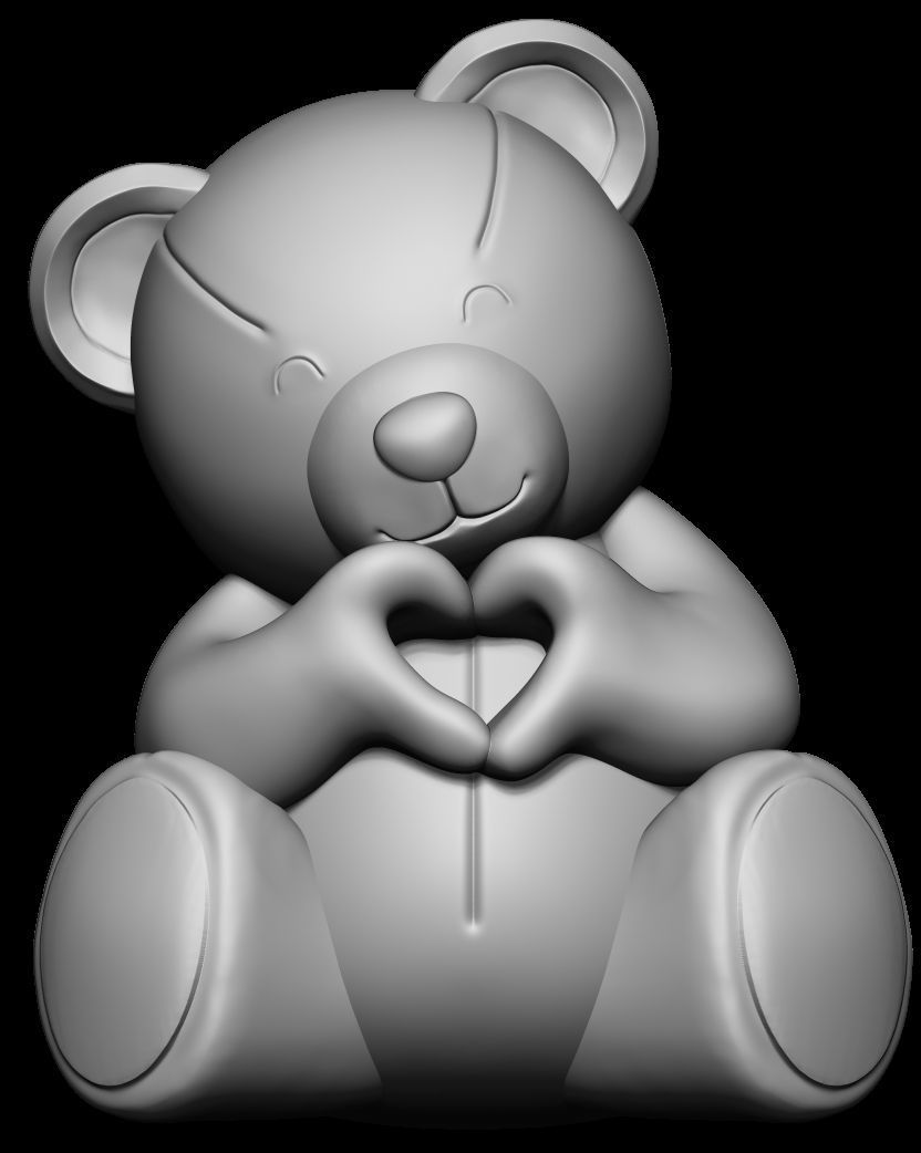 Beautiful teddy bear kit with five units 3D print model_3