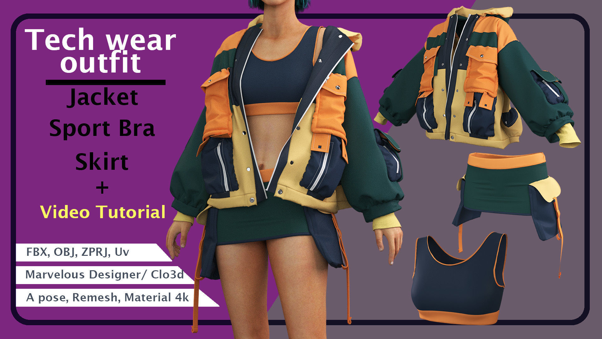 3 Modern Outfits PLUS 3 Video Tutorials 3D model_16