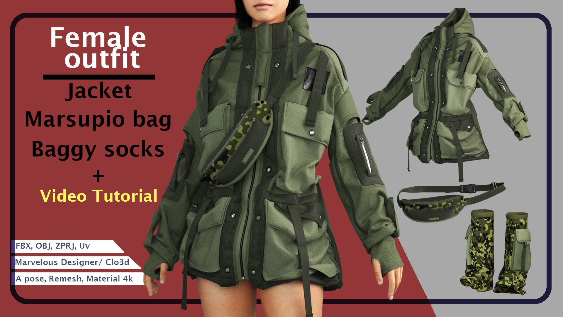 3 Modern Outfits PLUS 3 Video Tutorials 3D model_10