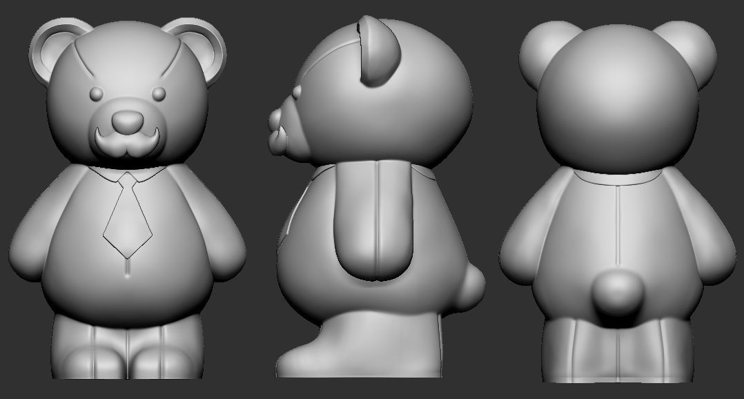 Beautiful teddy bear kit with five units 3D print model_4