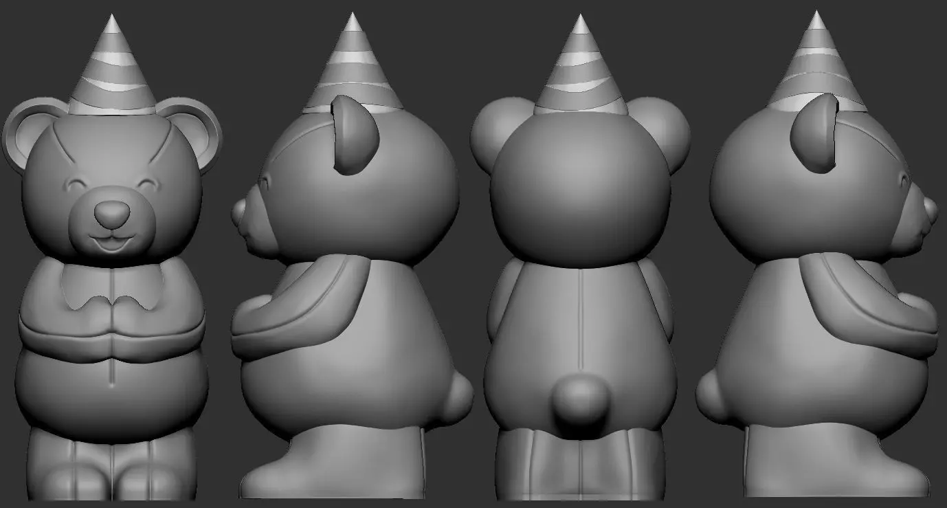 Beautiful teddy bear kit with five units 3D print model_0