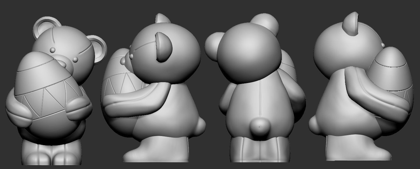 Beautiful teddy bear kit with five units 3D print model_1