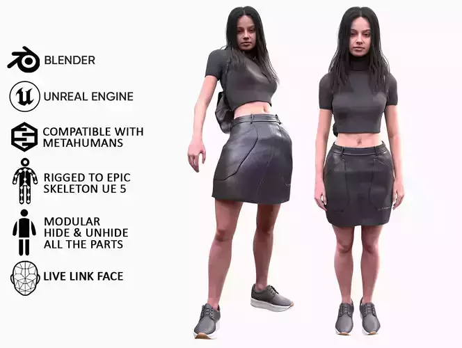 Woman - Summer Outfit 3 - Modular - Rigged