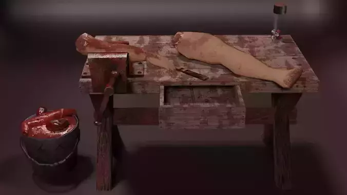 Butchery Vessel Grip Clamp Slaughter Table Blade  Harvester Pail Low-poly 3D model