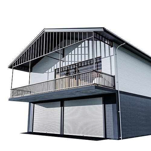 Garage House Low-poly 3D model 7