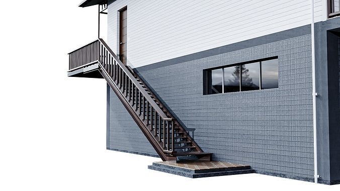 Garage House Low-poly 3D model 4