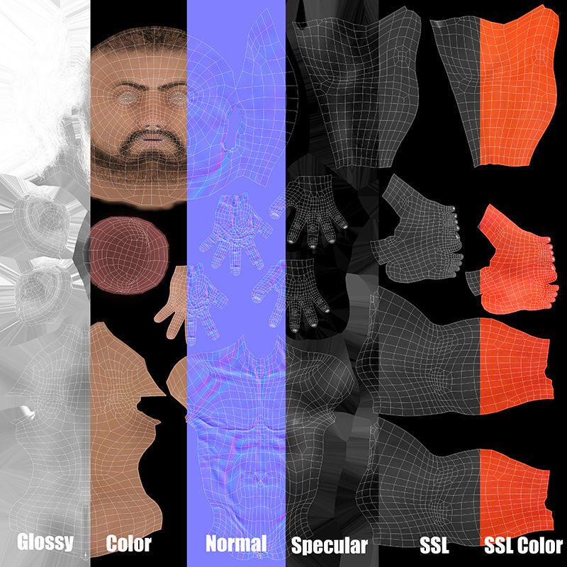 MaleBase Three Rig Pack Low-poly 3D model_31